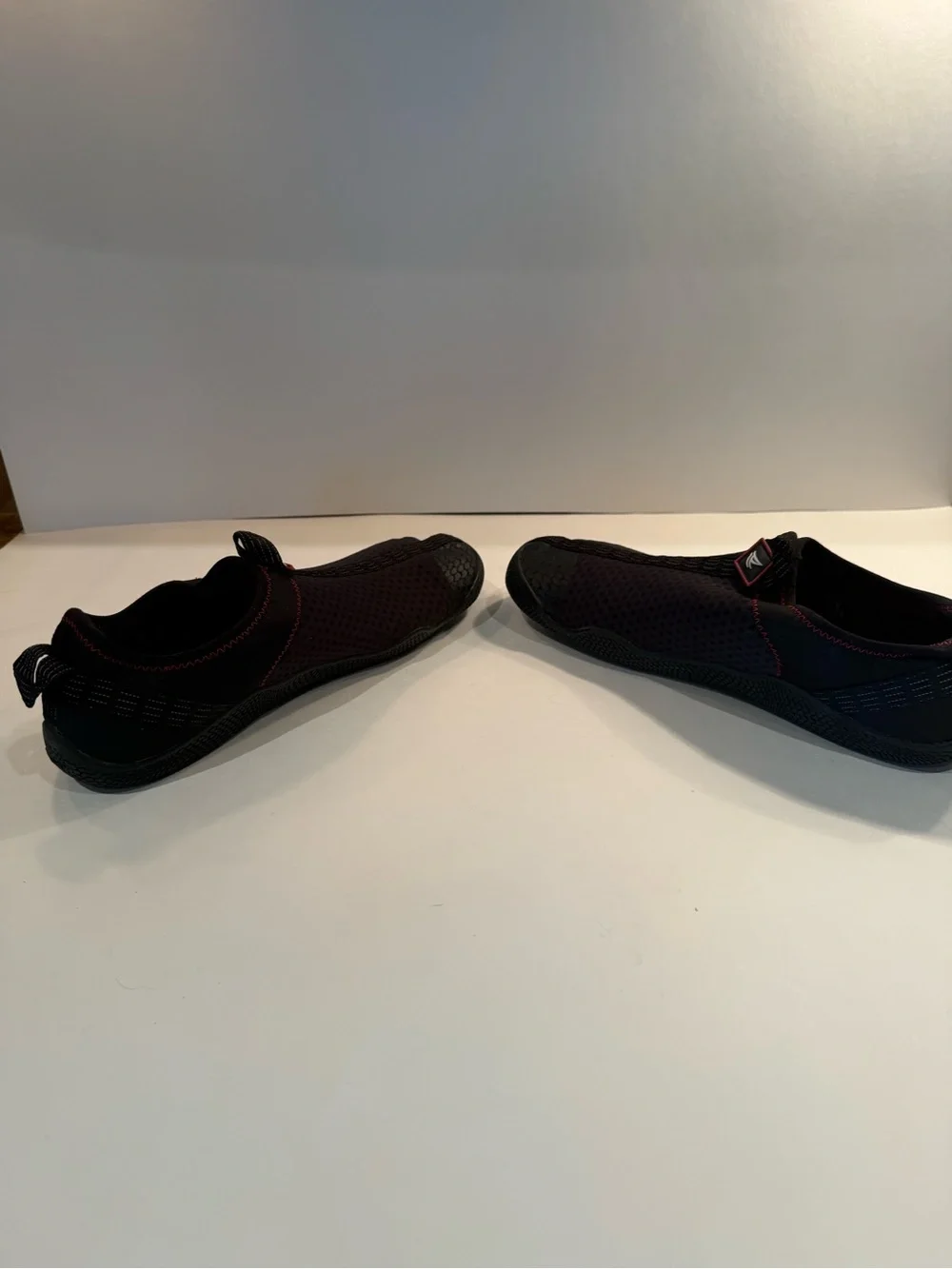 Sperry Black Slip-On Mesh Water Shoes with Red Stitching